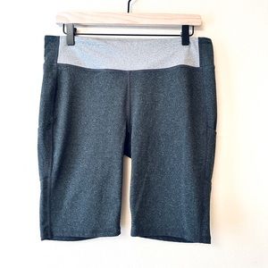 Fabletics Gray Bike Shorts Stash Pocket L